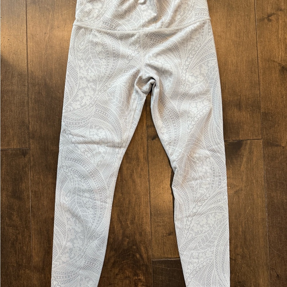 Athleta- periwinkle/light gray floral paisley tights
